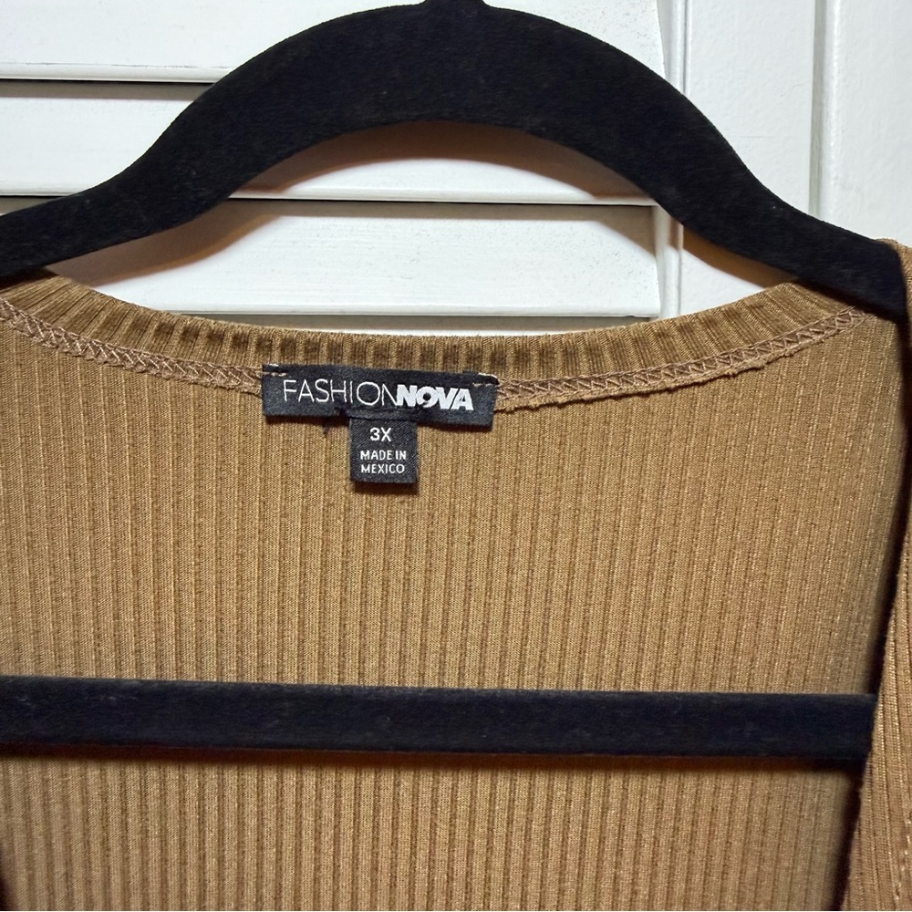 Fashion Nova Ribbed Tan Long Cardigan - Picture 2 of 3